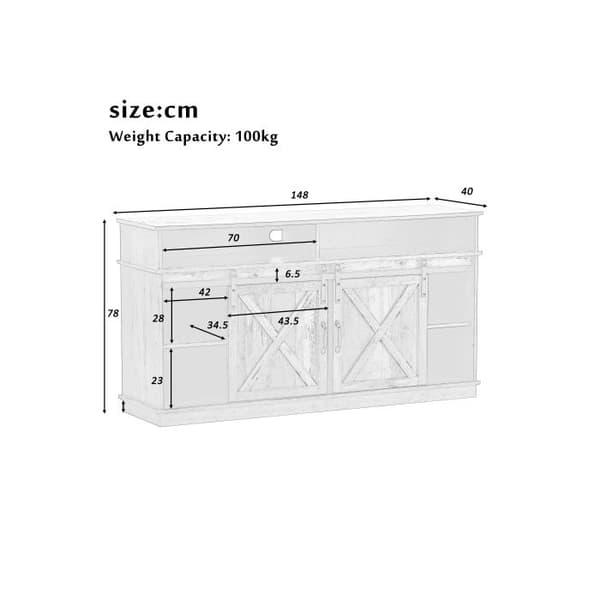 Stort TV-möbel, buffé, underhållningscenter med 2 klassiska skjutdörrar 148 * 40 * 78 cm