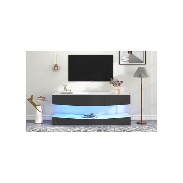 Väggmonterad TV-möbel med LED-belysning