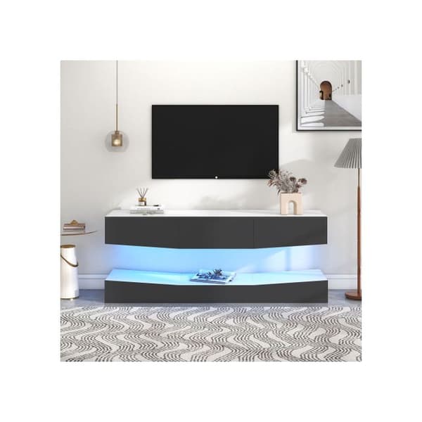 Väggmonterad TV-möbel med LED-belysning