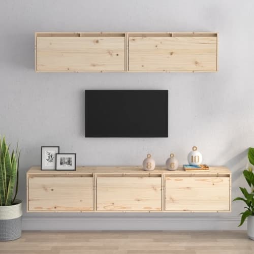 TV-bänksset 5 delar massiv furu