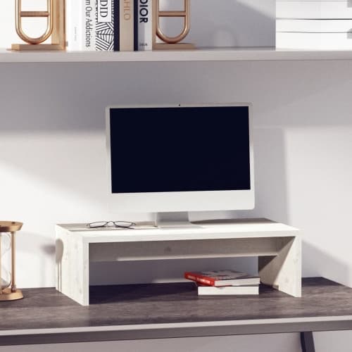 Skärmställ vit 50x27x15 cm massiv furu