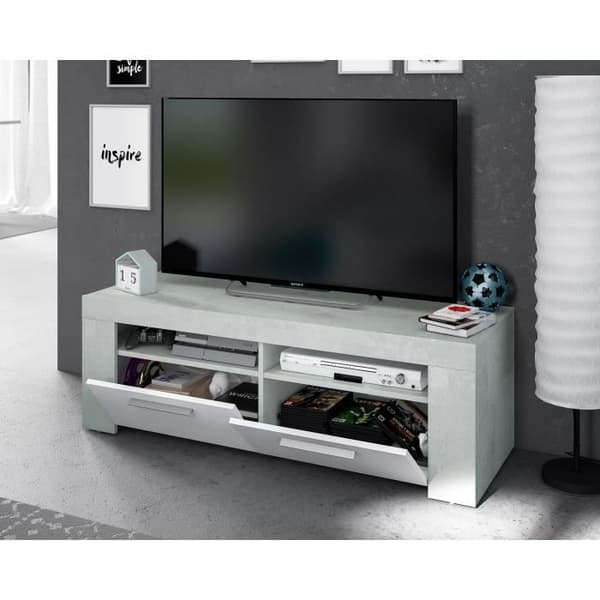 Simama ya runinga ya mlango wa 2 wa AMBIT - Sinema ya kisasa - Grey na Nyeupe - L 120 cm