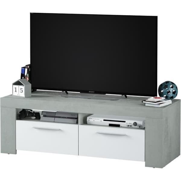 Simama ya runinga ya mlango wa 2 wa AMBIT - Sinema ya kisasa - Grey na Nyeupe - L 120 cm