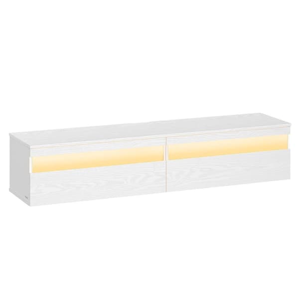 Rootz Hanging TV Lowboard - Media Console - Floating Stand - Space Saving Design - 147cm x 35 cm x 30 cm, Snow White