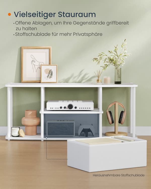 Rootz TV -kabinet - White - Wisipboard Storage - Understøtter 50 "TVS - 110x35x46cm
