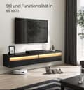 Miniatyrbillede 2 af 6: Rootz TV Lowboard Hanging - TV Stand - Media Console - Rumbesparende design - 178 cm x 35 cm x 30 cm - Ebony Black