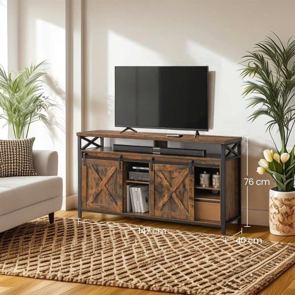 Rootz TV Cabinet Vintage Country Style - Media Console - Retro TV Stand - Chipboard & Steel - 40 cm x 147 cm x 76 cm