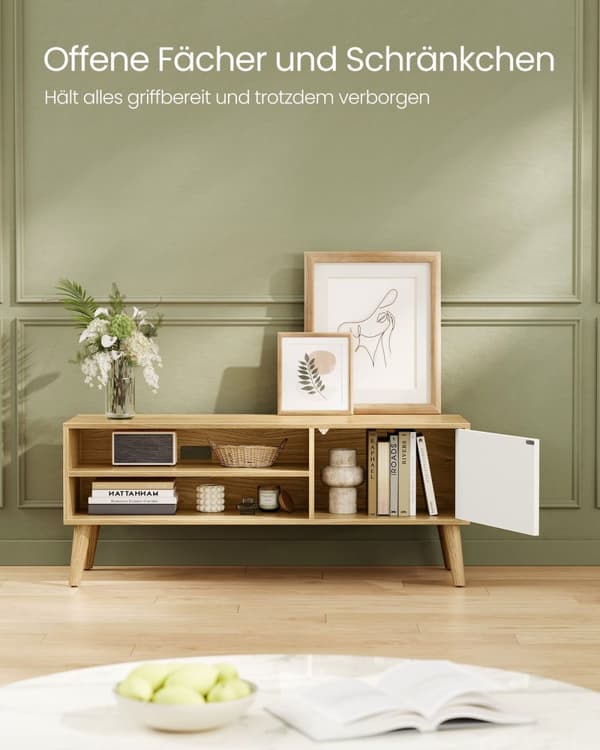 Rootz TV -kabinet - Mediekonsol - Underholdningsstand - Brown & White - Stor opbevaring - 120 cm x 40 cm x 49 cm