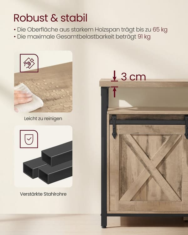 Rootz TV -kabinet - Stand - Media Console - Robust stål - 40 x 147 x 76 cm - Op til 65 "TVS - Brown Black