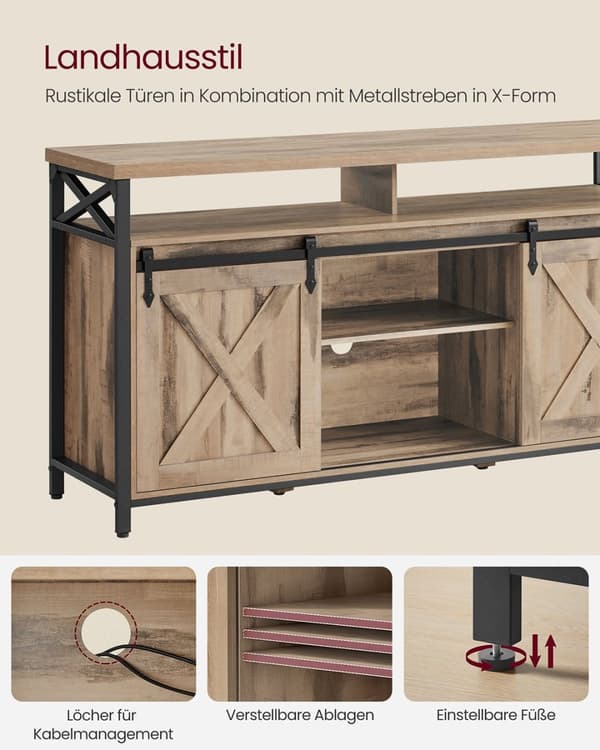 Rootz TV -kabinet - Stand - Media Console - Robust stål - 40 x 147 x 76 cm - Op til 65 "TVS - Brown Black