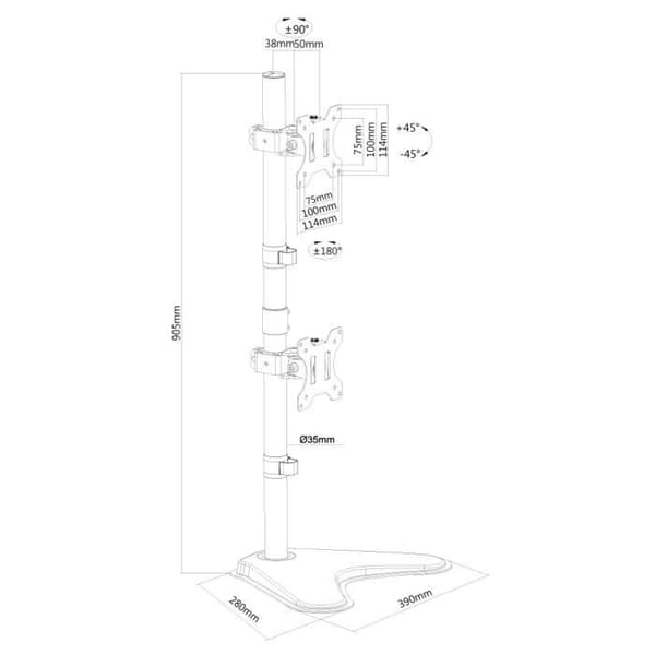 NEWSTAR Desktop Mount FPMA-D550DDVBLACK - För 2 LCD-skärmar - Svart - 10"-32"