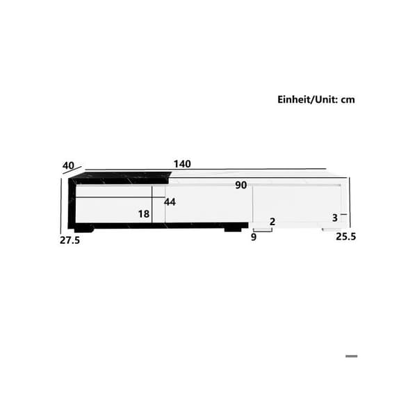 TV-skåp hög glans, justerbar längd (140-179,5 cm) - Modernt TV-skåp med marmorutseende