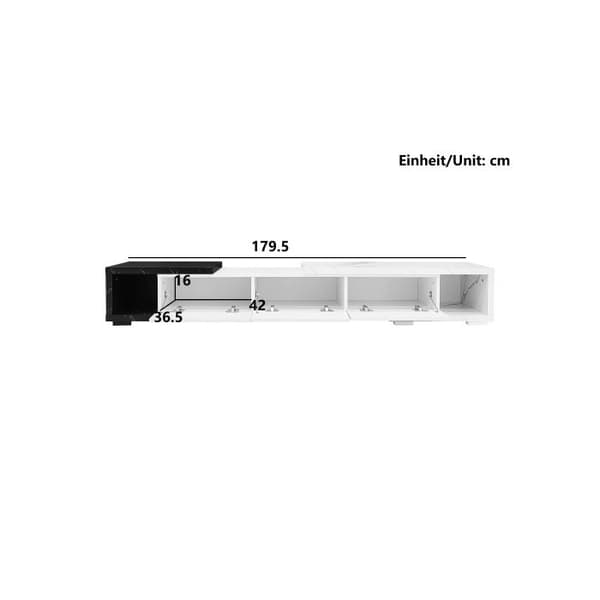 TV-skåp hög glans, justerbar längd (140-179,5 cm) - Modernt TV-skåp med marmorutseende