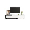 Miniatyrbild 6 av 6: TV-skåp hög glans, justerbar längd (140-179,5 cm) - Modernt TV-skåp med marmorutseende