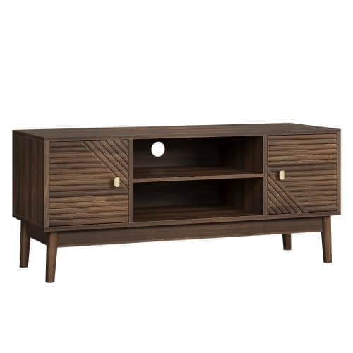 110 cm TV-skab, Mid-Century Modern til 32-45 tommer TV, mediemøbler med opbevaring til stue og soveværelse, valnød