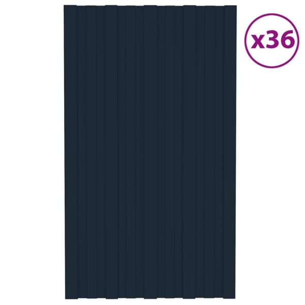 vidaXL tagplader 36 stk. 80x45 cm galvaniseret stål antracitgrå