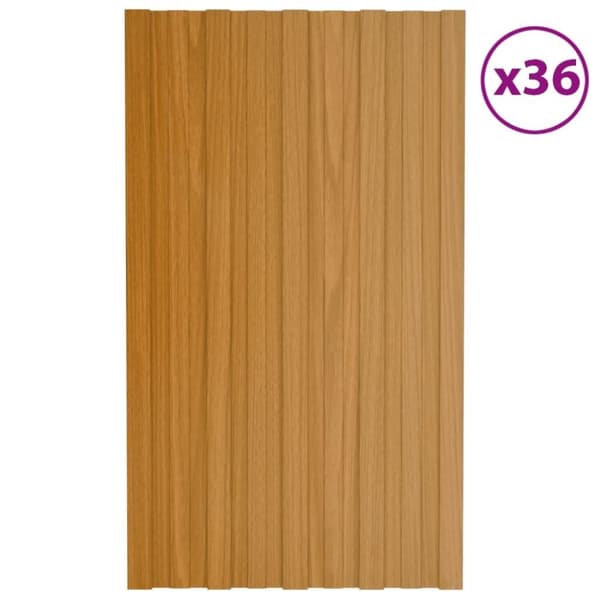 vidaXL tagplader 36 stk. 80x45 cm galvaniseret stål lyst træ