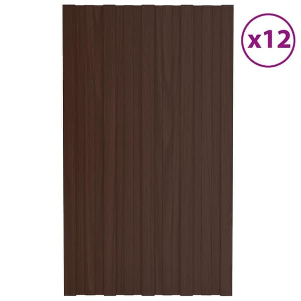 vidaXL Takprofiler 12 st galvaniserat stål brun 80x45 cm