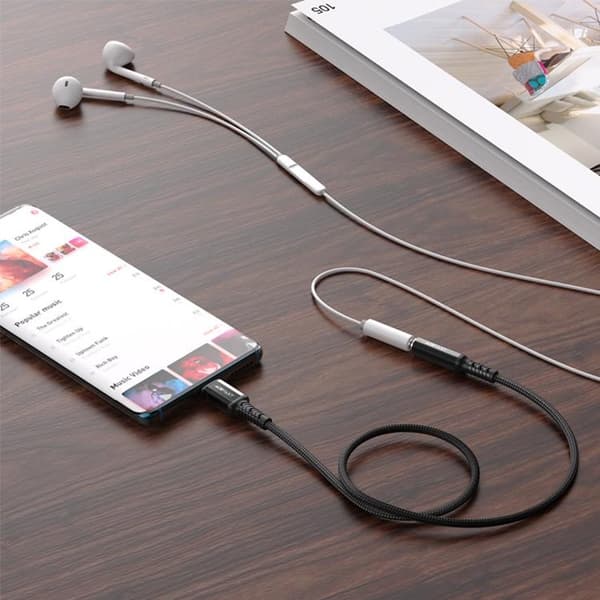 Acefast Typ-C Ljud Kabel 3.5 mm Minijack DAC 18 cm - Svart