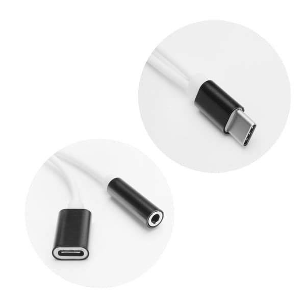 Adapter HF/audio + charging USB-C - Jack 3,5mm Svart