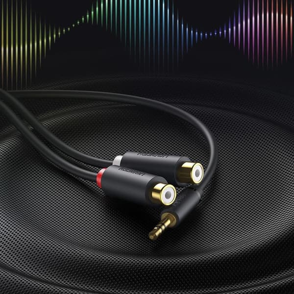 Ugreen Audio Adapter Jack 3.5mm Till 2xRCA Kabel 0.25m - Grå