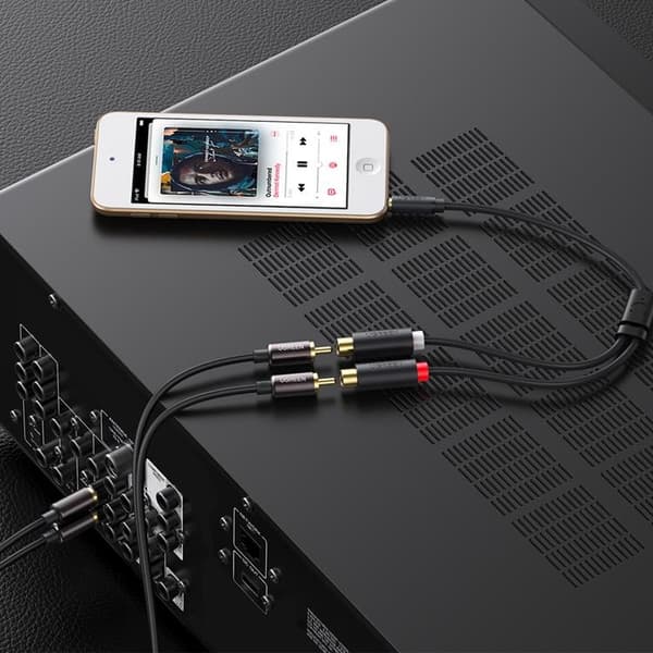 Ugreen Audio Adapter Jack 3.5mm Till 2xRCA Kabel 0.25m - Grå