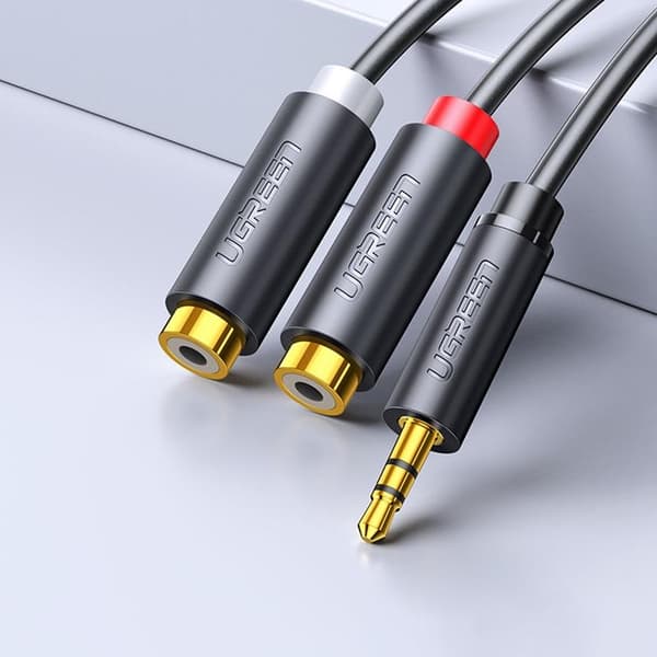 Ugreen Audio Adapter Jack 3.5mm Till 2xRCA Kabel 0.25m - Grå
