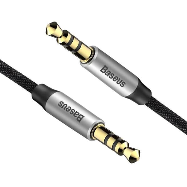 Baseus Stereo AUX Audio 3.5 mm Male Mini Jack - Silver/Svart