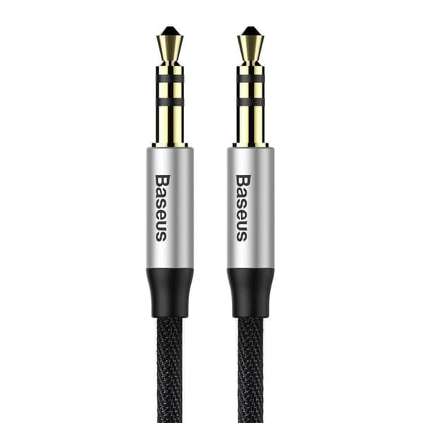 Baseus Stereo AUX Audio 3.5 mm Male Mini Jack - Silver/Svart