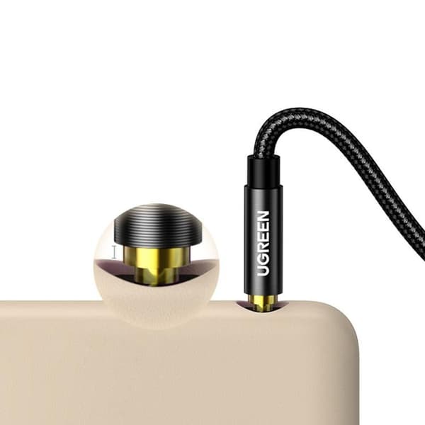 Ugreen AUX Angled Mini Jack 3.5mm Kabel 2m - Svart