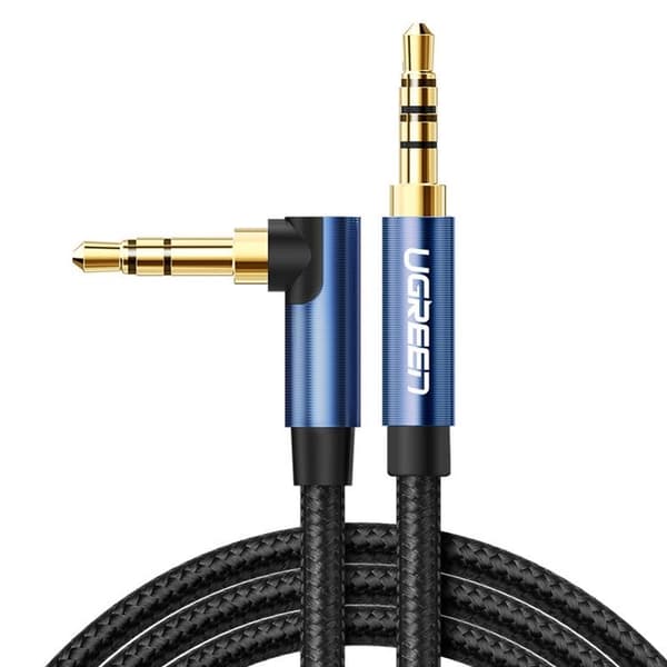 Ugreen AUX Angled Mini Jack 3.5mm Kabel 2m - Svart