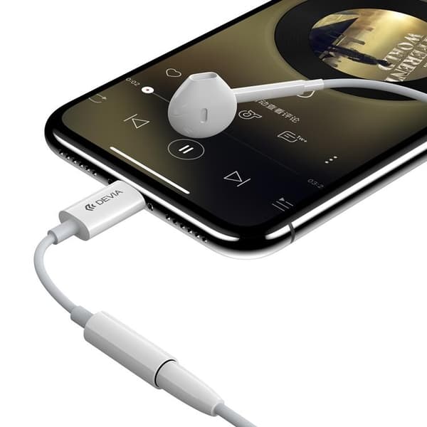 Devia Audio Adapter Lightning Till 3.5 mm EC090 - Vit