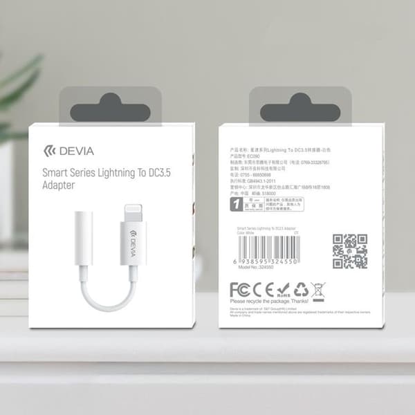 Devia Audio Adapter Lightning Till 3.5 mm EC090 - Vit