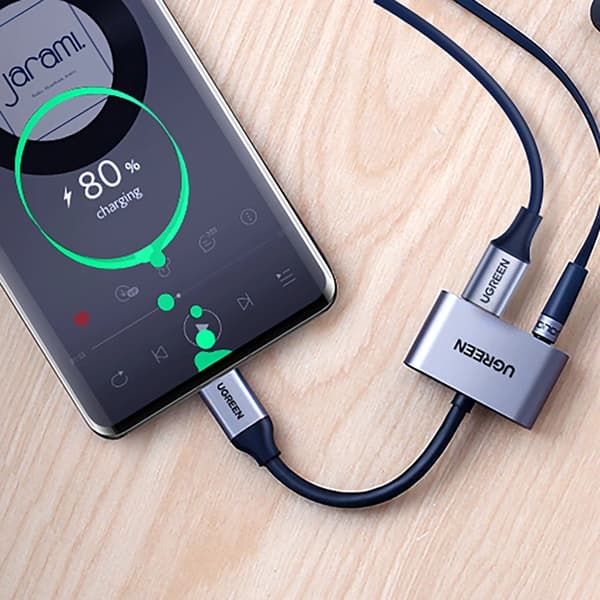 Ugreen Audio Adapter USB-C till USB-C, Miniuttag 3.5 mm - Grå