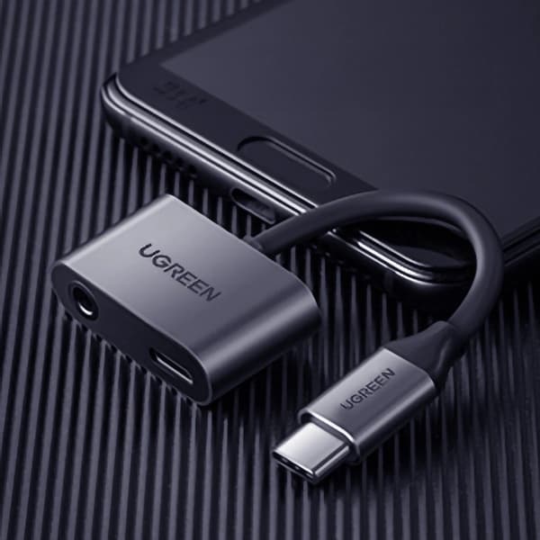 Ugreen Audio Adapter USB-C till USB-C, Miniuttag 3.5 mm - Grå