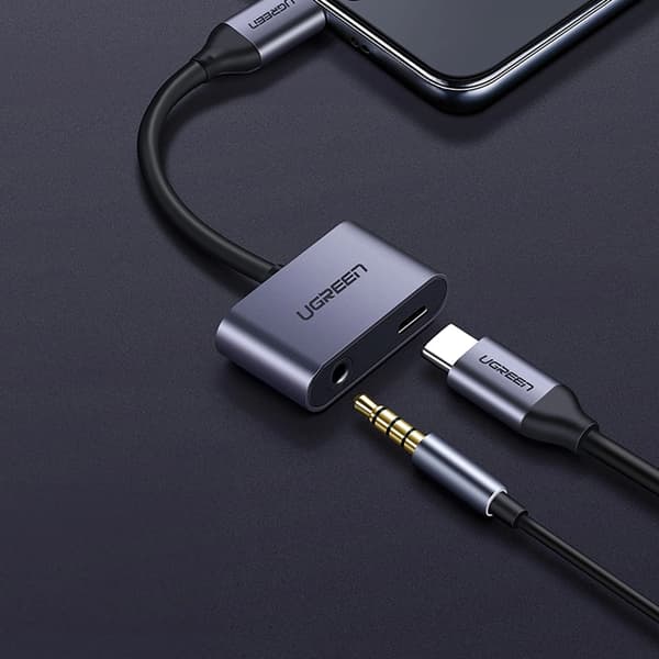 Ugreen Audio Adapter USB-C till USB-C, Miniuttag 3.5 mm - Grå