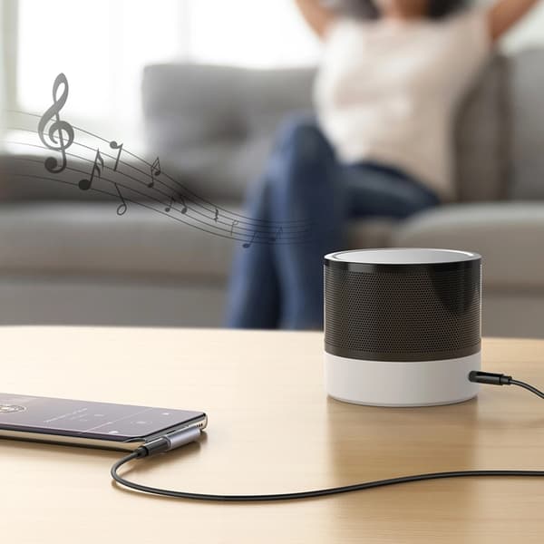 Ugreen Vinklad Audio Adapter USB-C till Miniuttag 3.5 mm - Grå