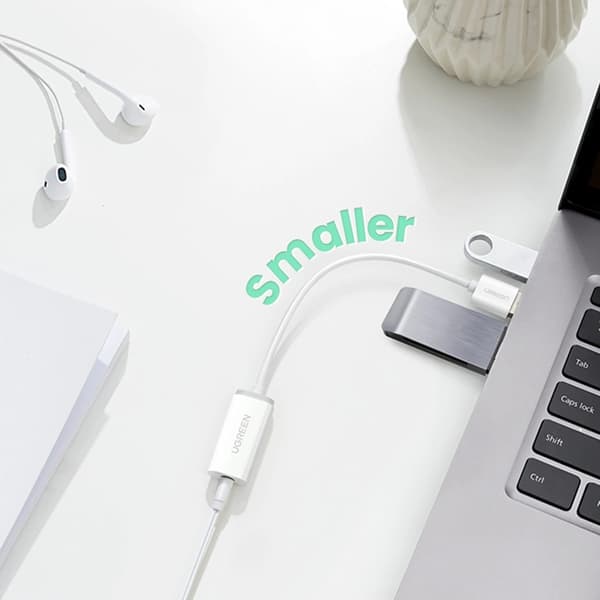 Ugreen Audio Adapter USB-A till Miniuttag 3.5 mm - Vit