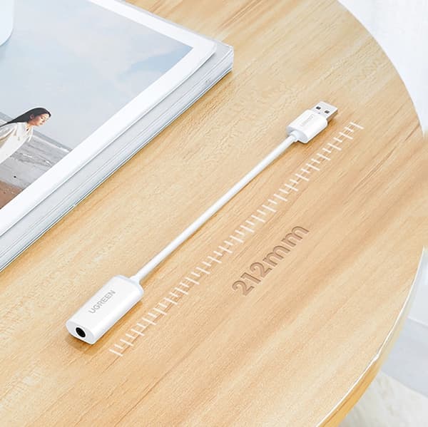 Ugreen Audio Adapter USB-A till Miniuttag 3.5 mm - Vit