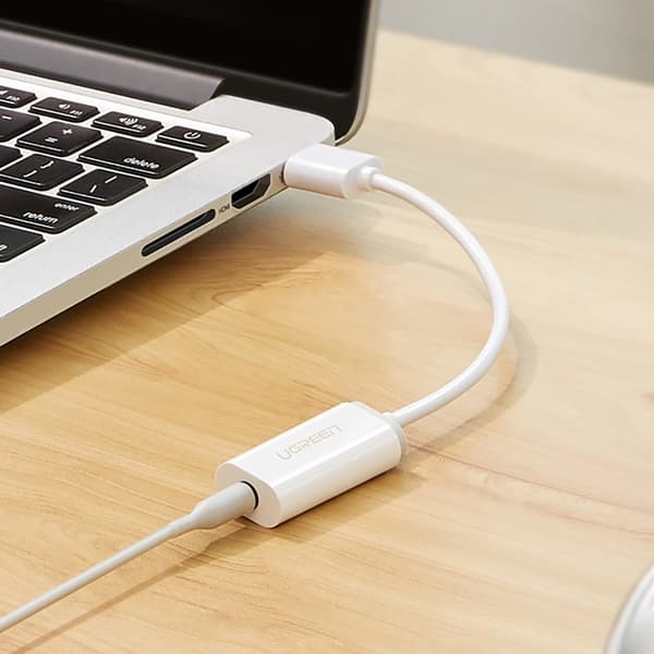 Ugreen Audio Adapter USB-A till Miniuttag 3.5 mm - Vit