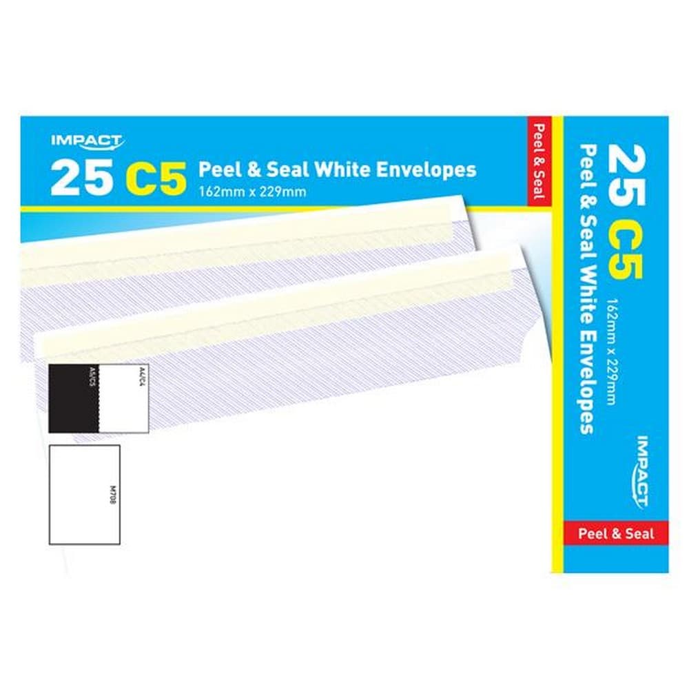 Impact C5 Peel & Seal White Envelopes (Pack Of 25)
