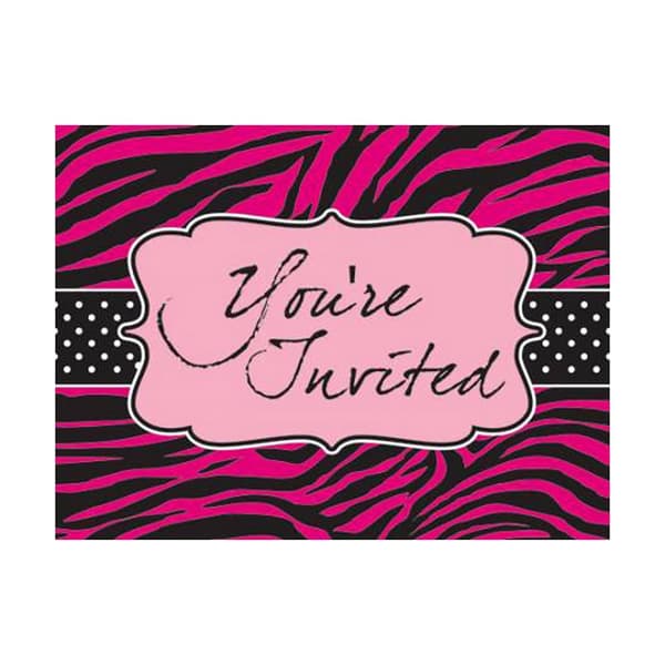 Creative Converting Pink Zebra Boutique Invitationskort (pakke med 8)