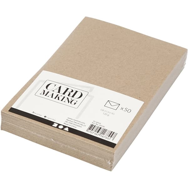 Resirkulert konvolutt, konvolutt str. 11,5x16 cm, 120 g, natur, 50stk./ 1 pk.