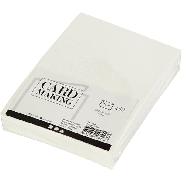 Konvolutter, konvolutt str. 11,4x16,2 cm, 120 g, råhvit, 50 stk./ 1 pk.