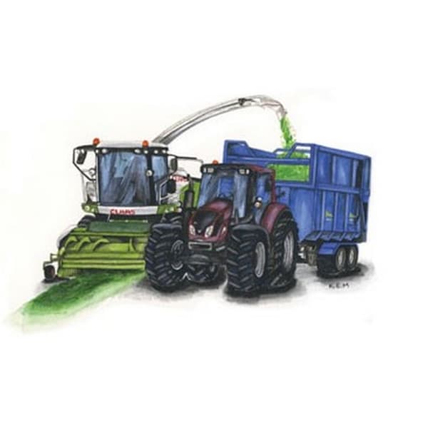 Kevin Milner Silage Time Countryside Lykønskningskort Green/Blue/Black One Size