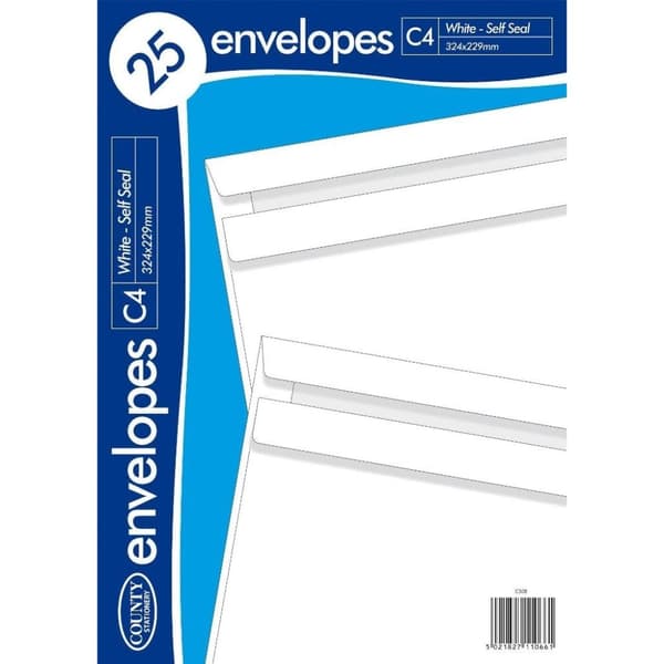 County Stationery C4-konvolver med selvlukkende forsegling (pakke med 25)