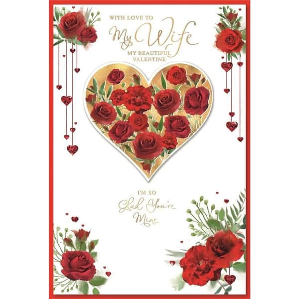 Simon Elvin Til min smukke kone Valentinshilsenkort (pakke med 6) Red/White One Size