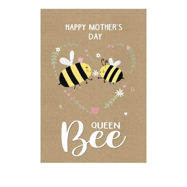 Eurowrap Queen Bee Mothers Day Greetings Card (Pack of 6) Brown/Yellow/Black One Size
