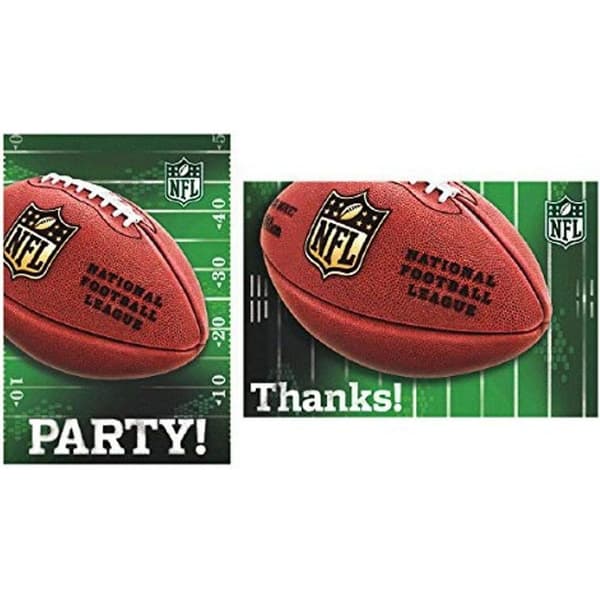 NFL American Football Invitations (Pack of 8) Green/Orange/White One Size