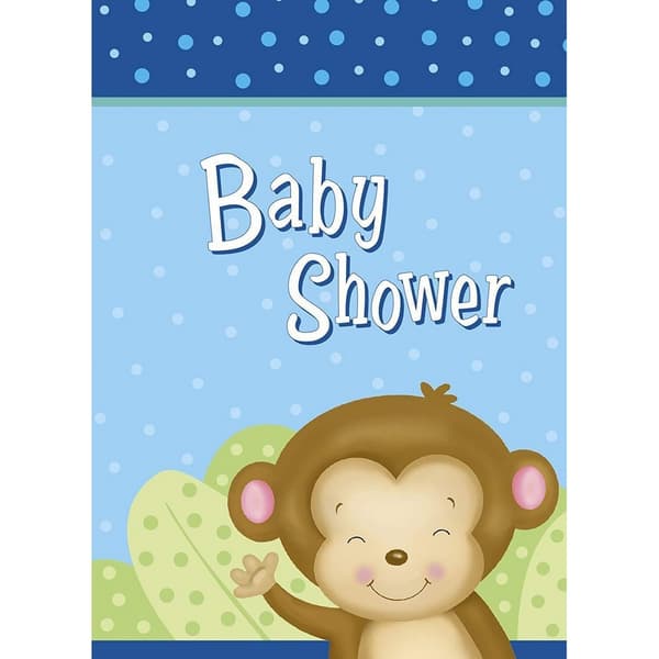 Unique Party Monkey Baby Shower Invitations (Pack of 8) Blue/Green/Brown One Size